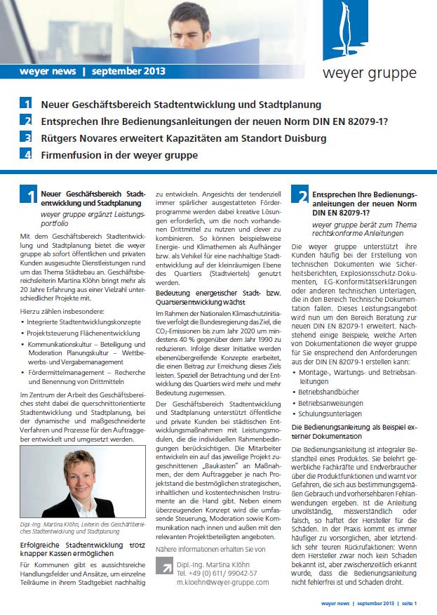 Kostenloser Download der weyer news 3. Quartal 2013 ab sofort verfügbar!