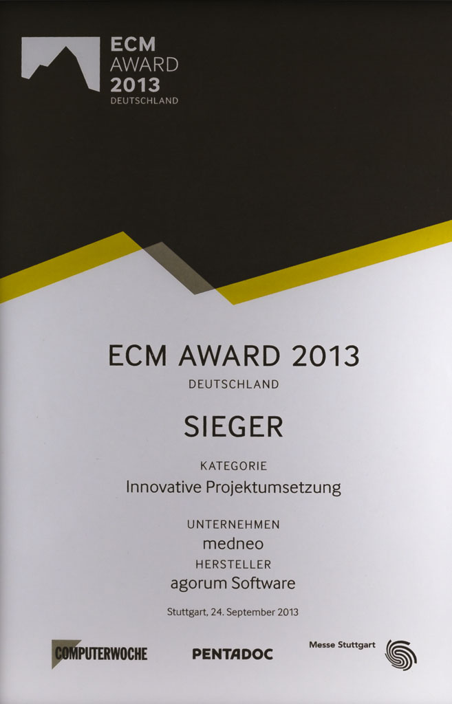 Urkunde ECM Award 2013 Urkunde ECM Award 2013