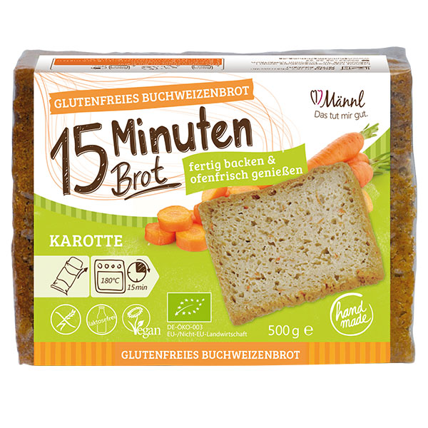 Männls 15 Minuten Buchweizenbrot - Karotte Männls 15 Minuten Buchweizenbrot - Karotte