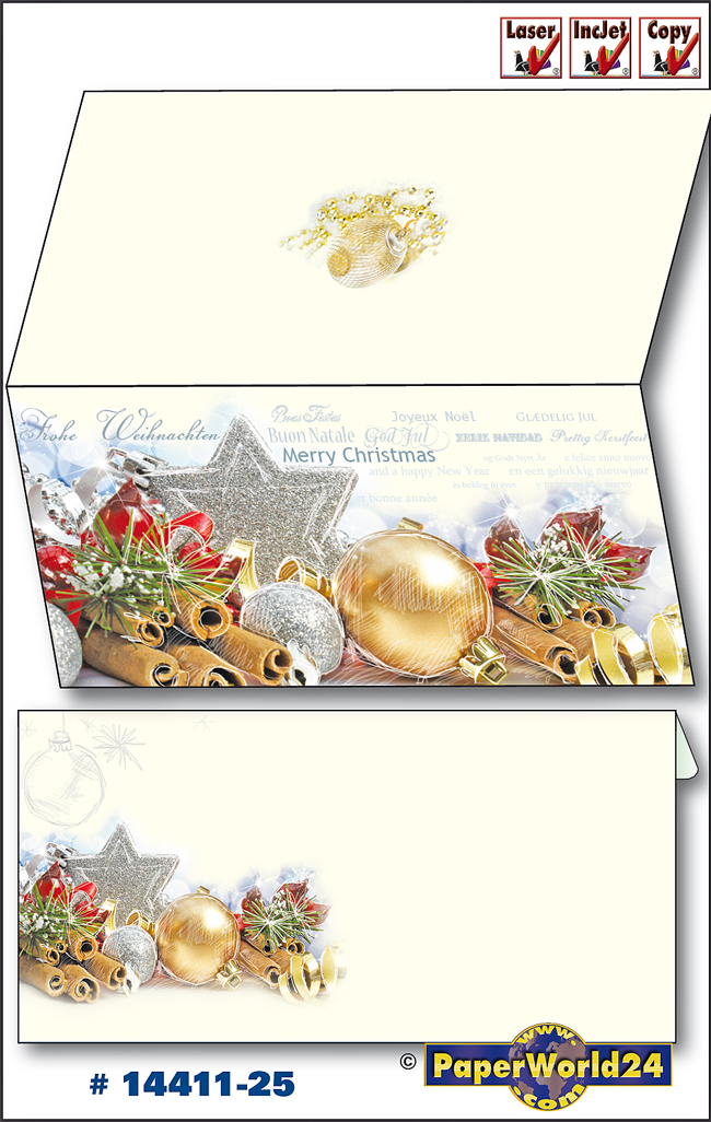Weihnachtskarten und passendes Weihnachtskuvert von PaperWorld24.com
