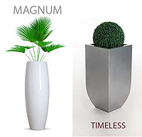 Blumenkübel MAGNUM aus Fiberglas und TIMELESS aus Zink Blumenkübel MAGNUM aus Fiberglas und TIMELESS aus Zink