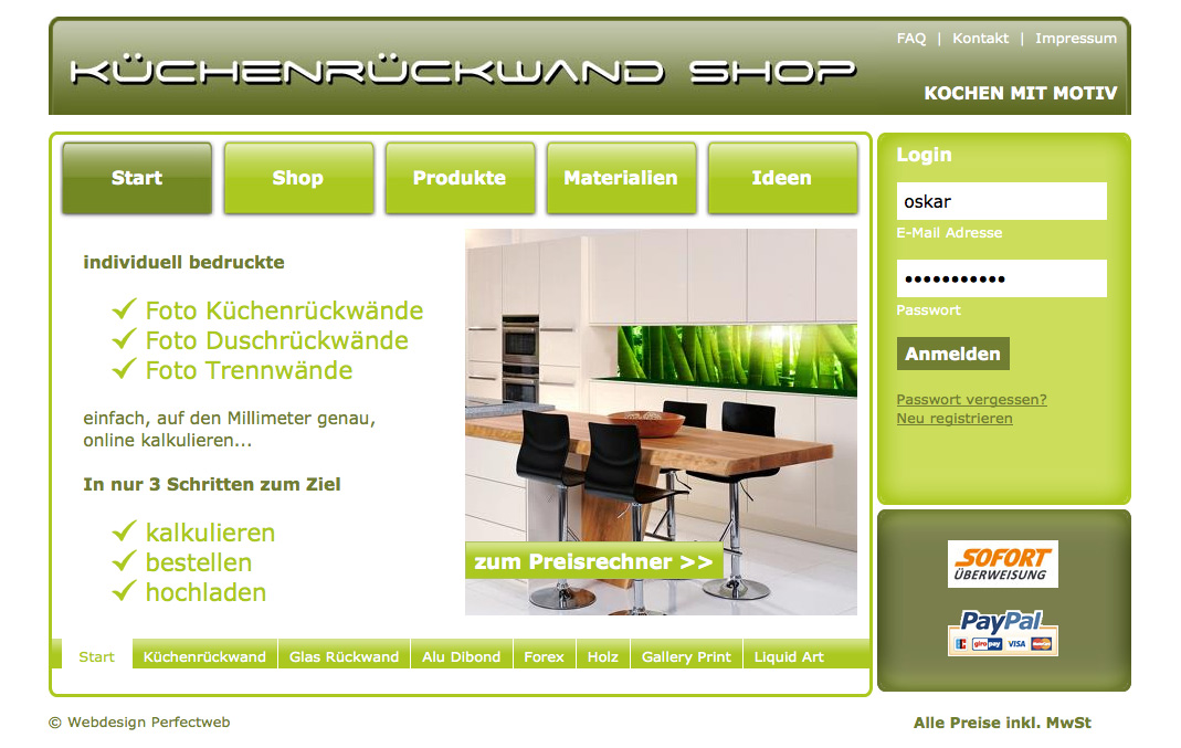 Der Küchenrückwand Shop im Internet