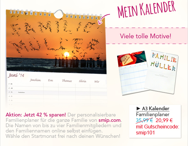 Rabatt-Aktion: personalisierbarer Familienplaner