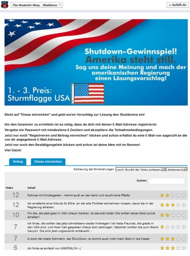 Shutdown - das Gewinnspiel zur amerikanischen Haushaltskrise. Shutdown - das Gewinnspiel zur amerikanischen Haushaltskrise.