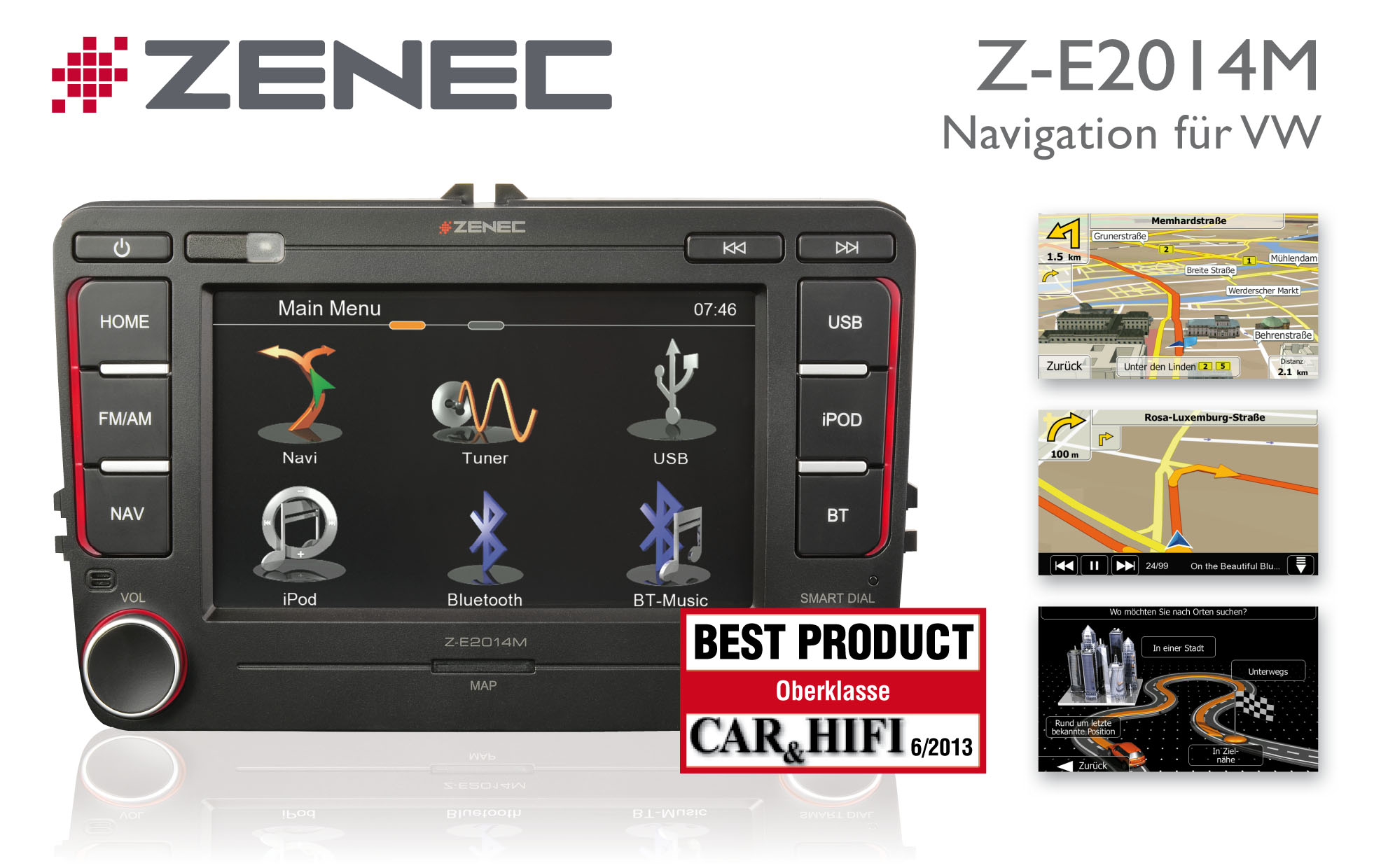 Bester Naviceiver seiner Klasse: Zenecs VW-Navi Z-E2014M Bester Naviceiver seiner Klasse: Zenecs VW-Navi Z-E2014M