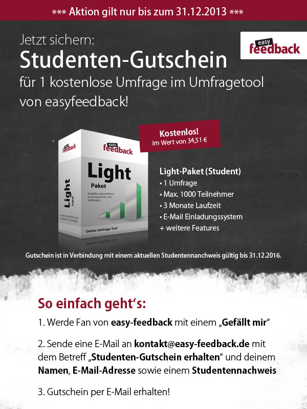 easy feedback Studentengutschein easy feedback Studentengutschein
