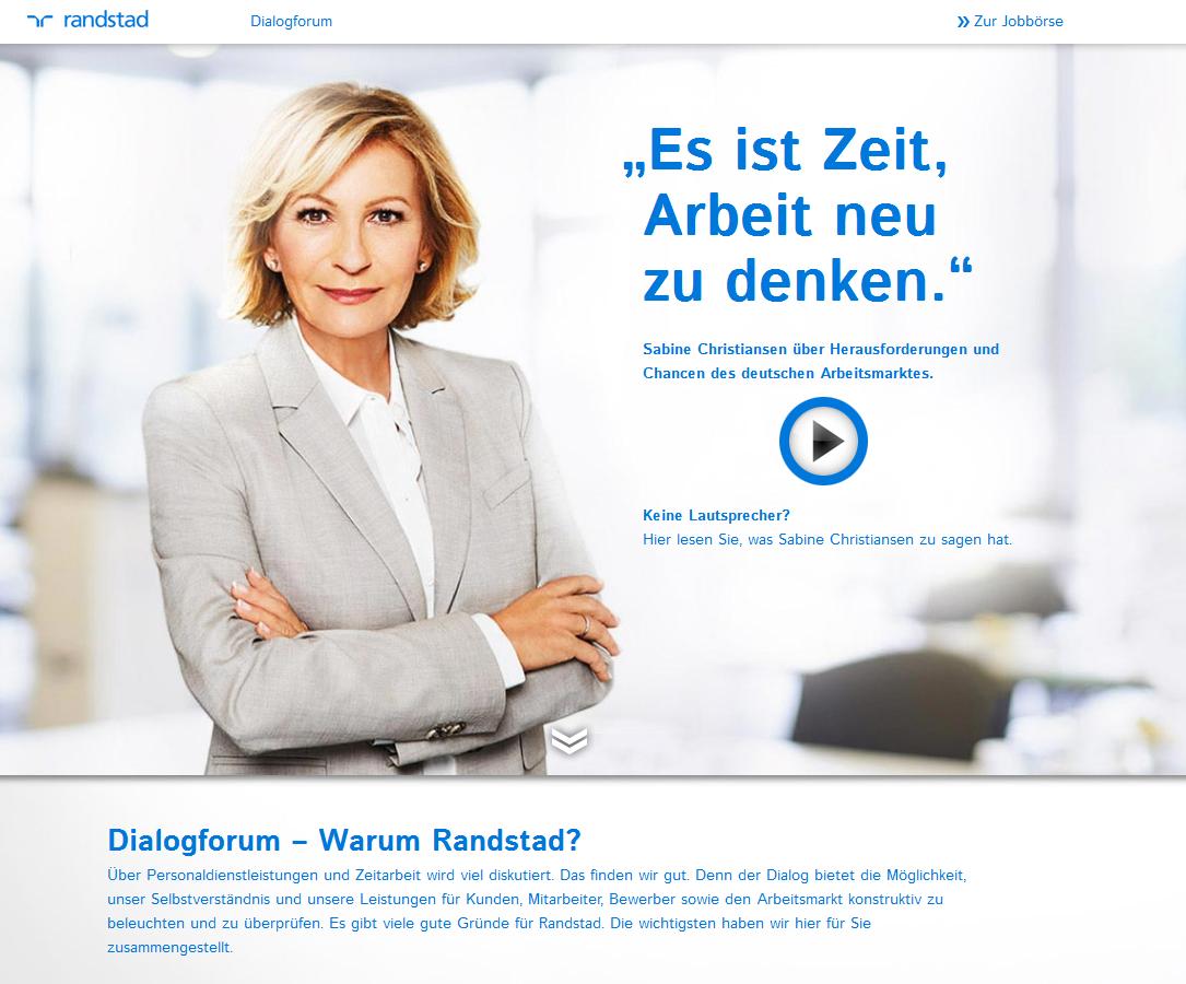 TV-Journalistin Sabine Christiansen unterstüzt die Randstad-Markenkampagne Randstad wirkt.