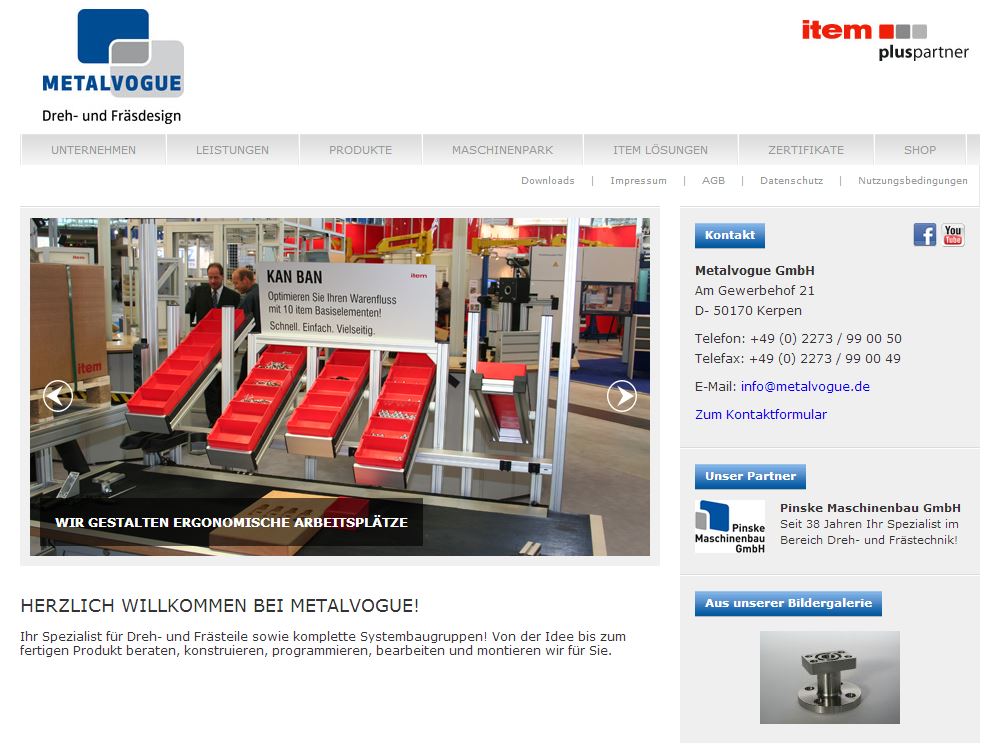 Die neue Homepage der Metalvogue GmbH ist online.