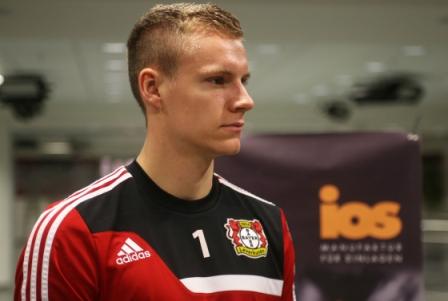 Gut gerüstet Bayer Leverkusens Torhüter Bernd Leno Gut gerüstet Bayer Leverkusens Torhüter Bernd Leno