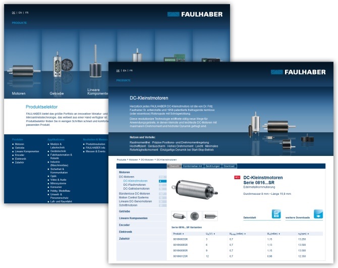 Der neue Produktselektor bietet einen bequemen Zugriff auf das umfangreiche FAULHABER-Portfolio Der neue Produktselektor bietet einen bequemen Zugriff auf das umfangreiche FAULHABER-Portfolio