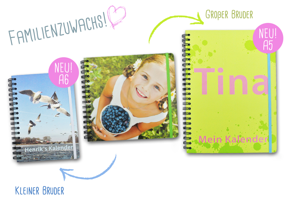 Terminkalender individuell jetzt in drei Formaten direkt online ab 1 Stück erstellen