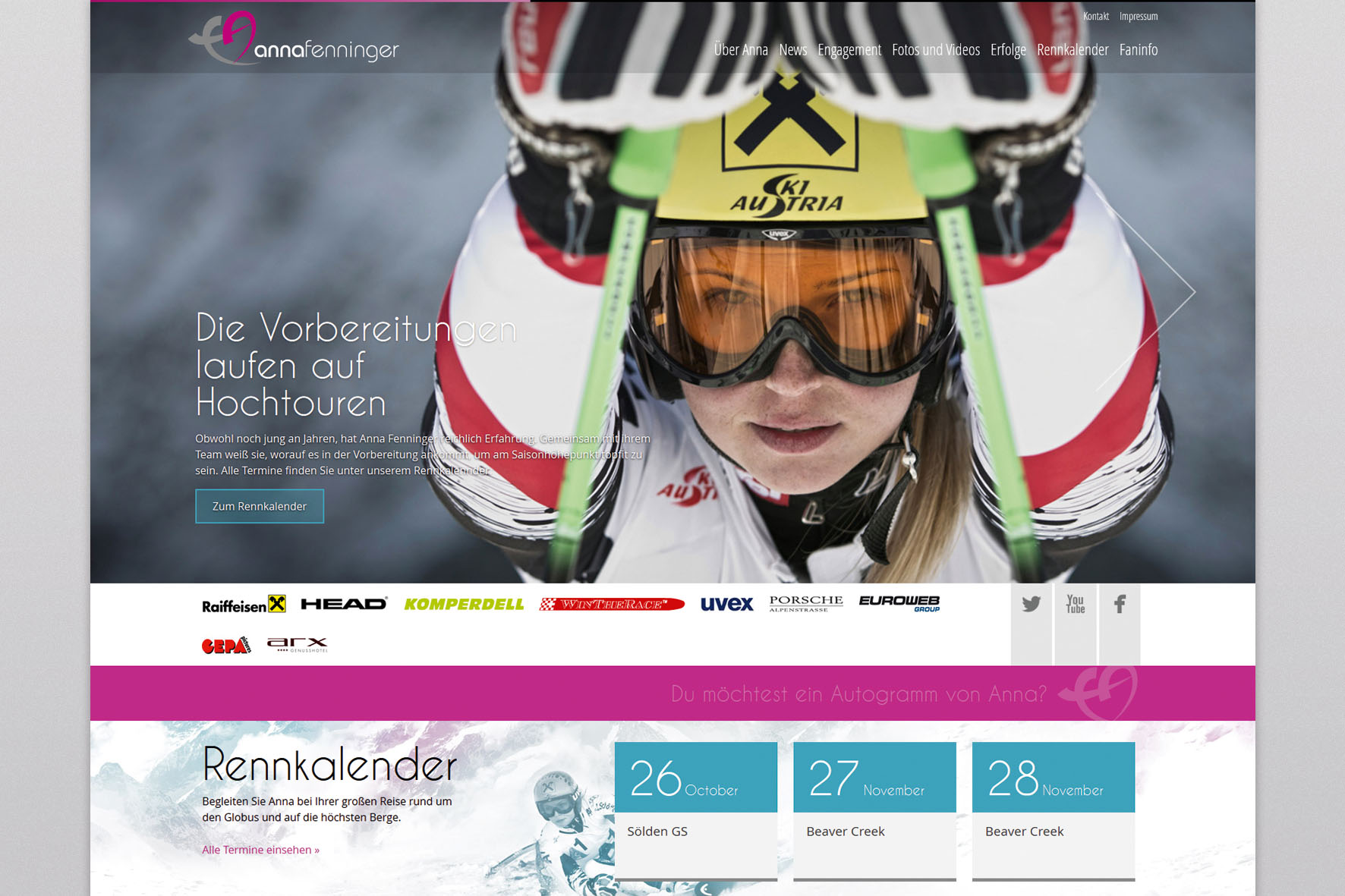Pünktlich zum Weltcup-Auftakt 2013/2014 im Ski Alpin geht Anna Fenninger mit neuer Website an den St