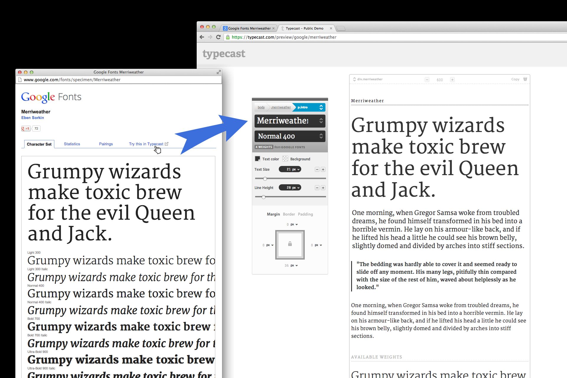 Die kostenlose Version von Monotypes Typecast-Appüber ist jetztüber Google Fonts verfügbar Die kostenlose Version von Monotypes Typecast-Appüber ist jetztüber Google Fonts verfügbar