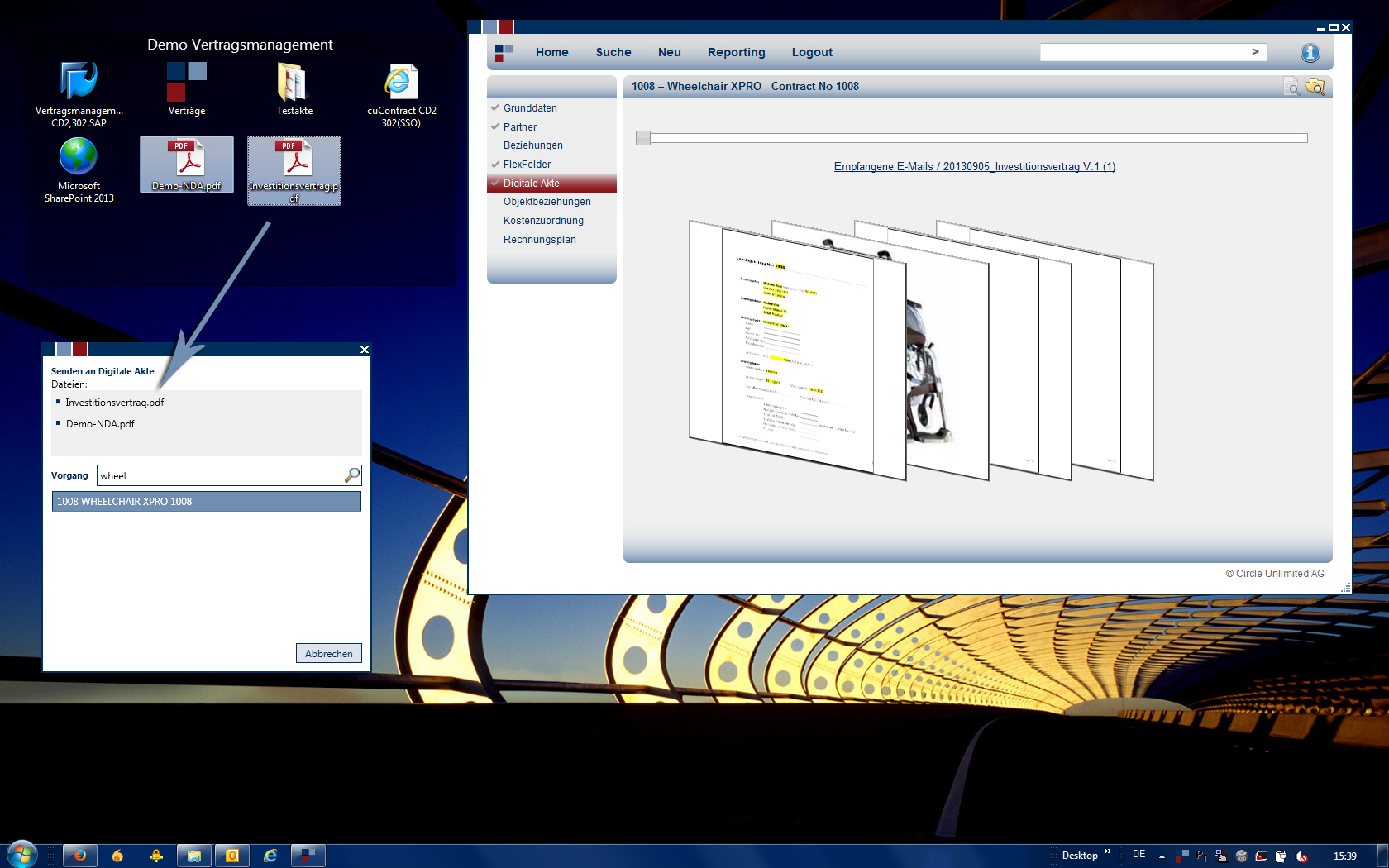 cuConnect for Windows:Übertrag von Dokumenten in das SAP-integrierte Vertragsmanagement-System cuCon