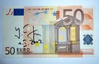 Der Fünfzig-Euroschein signiert von Helmut Kohl