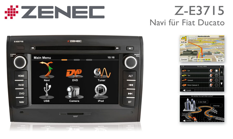 Zenec Z-E3715: Reisemobil-Navi für Fiat Ducato, Citroën Jumper und Peugeot Boxer Zenec Z-E3715: Reisemobil-Navi für Fiat Ducato, Citroën Jumper und Peugeot Boxer