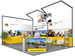 Messestand auf der 1. virtuellen Karrieremesse fürÄrztinnen/Ärzte und Medizinstudierende