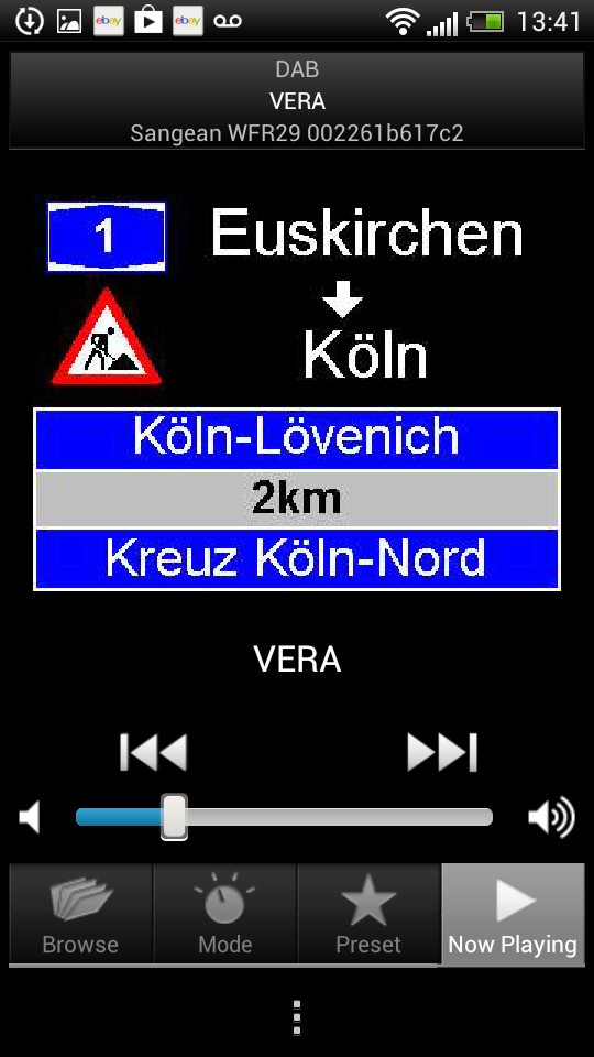 Darstellungsbeispiel der iSangean App Darstellungsbeispiel der iSangean App