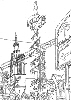 Echterdingen, 2013; Maibaum und Turm der Stephanuskirche; Bleistift/Papier; 29,7 cm x 21,0 cm Echterdingen, 2013; Maibaum und Turm der Stephanuskirche; Bleistift/Papier; 29,7 cm x 21,0 cm
