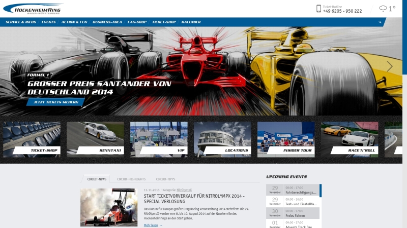 Die neue Website des Hockenheimrings glänzt mit neuem Design und innovativer Technik. Die neue Website des Hockenheimrings glänzt mit neuem Design und innovativer Technik.