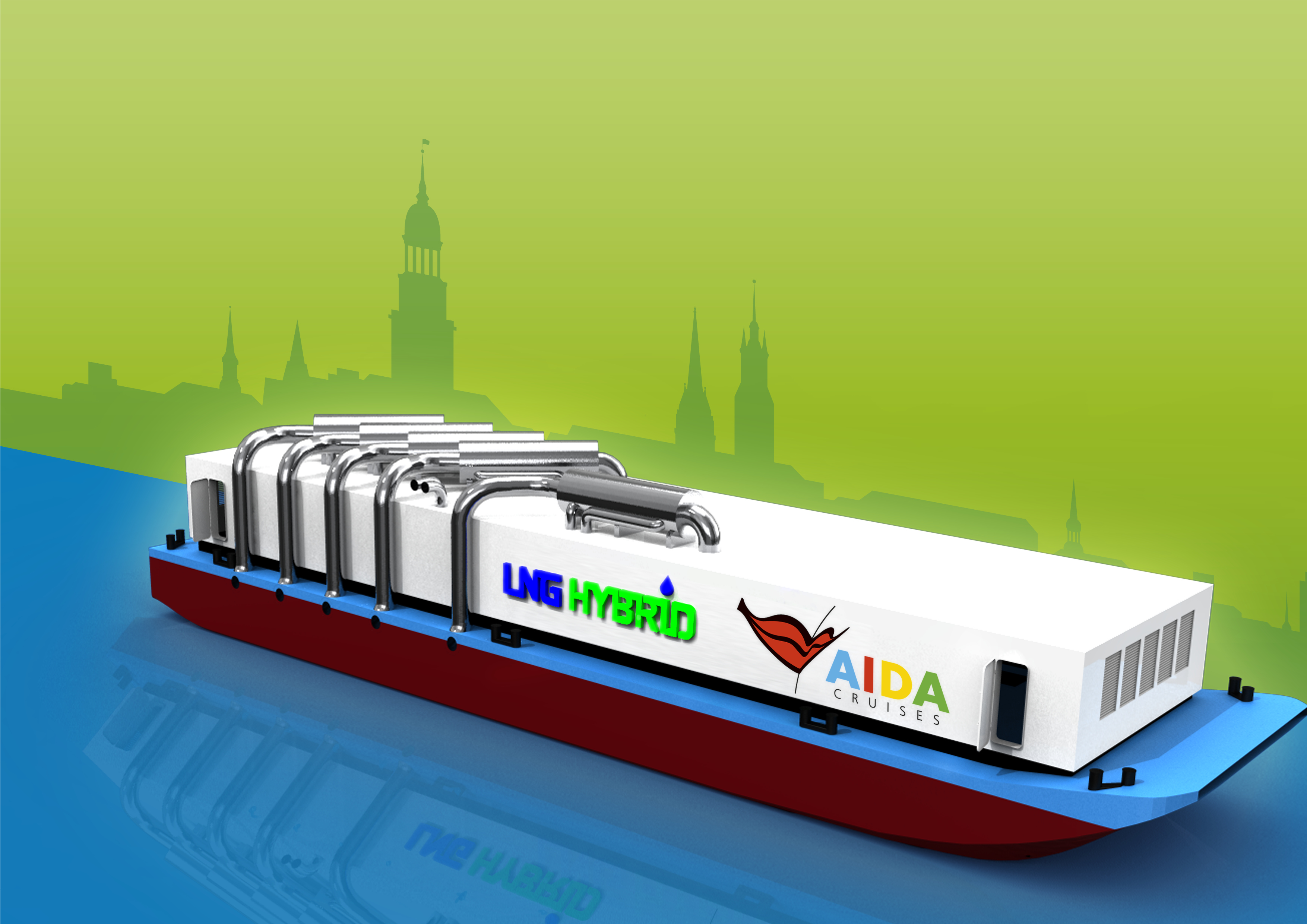 Illustration der LNG Hybrid Barge Illustration der LNG Hybrid Barge