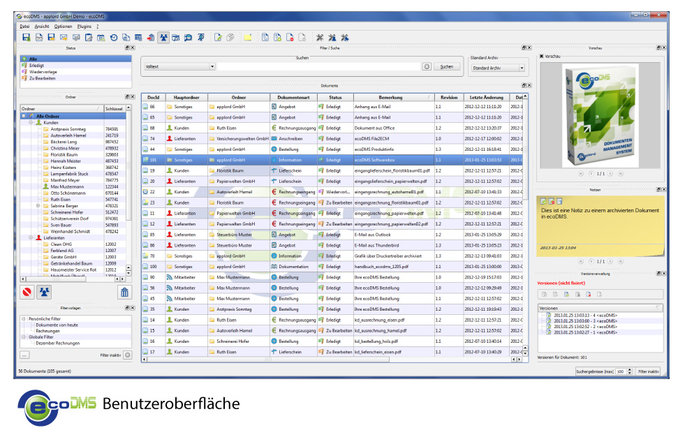 Benutzerfreundliche Oberfläche des ecoDMS Clients. www.ecodms.de Benutzerfreundliche Oberfläche des ecoDMS Clients. www.ecodms.de