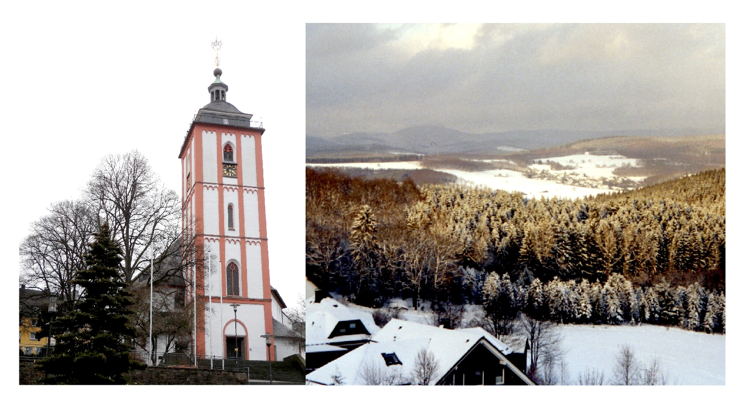 Krönchen-Kirche in Siegen und Winterblick. (Foto/Mont: presseweller) Krönchen-Kirche in Siegen und Winterblick. (Foto/Mont: presseweller)