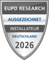 EUPD Research Siegel "Ausgezeichneter Installateur 2026 - Deutschland" für die prev.end GmbH (© EUPD Research / prev.end GmbH)